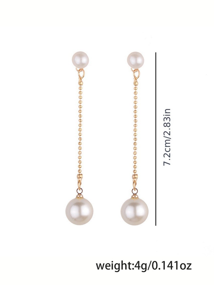 Faux Pearl Tassel Earrings