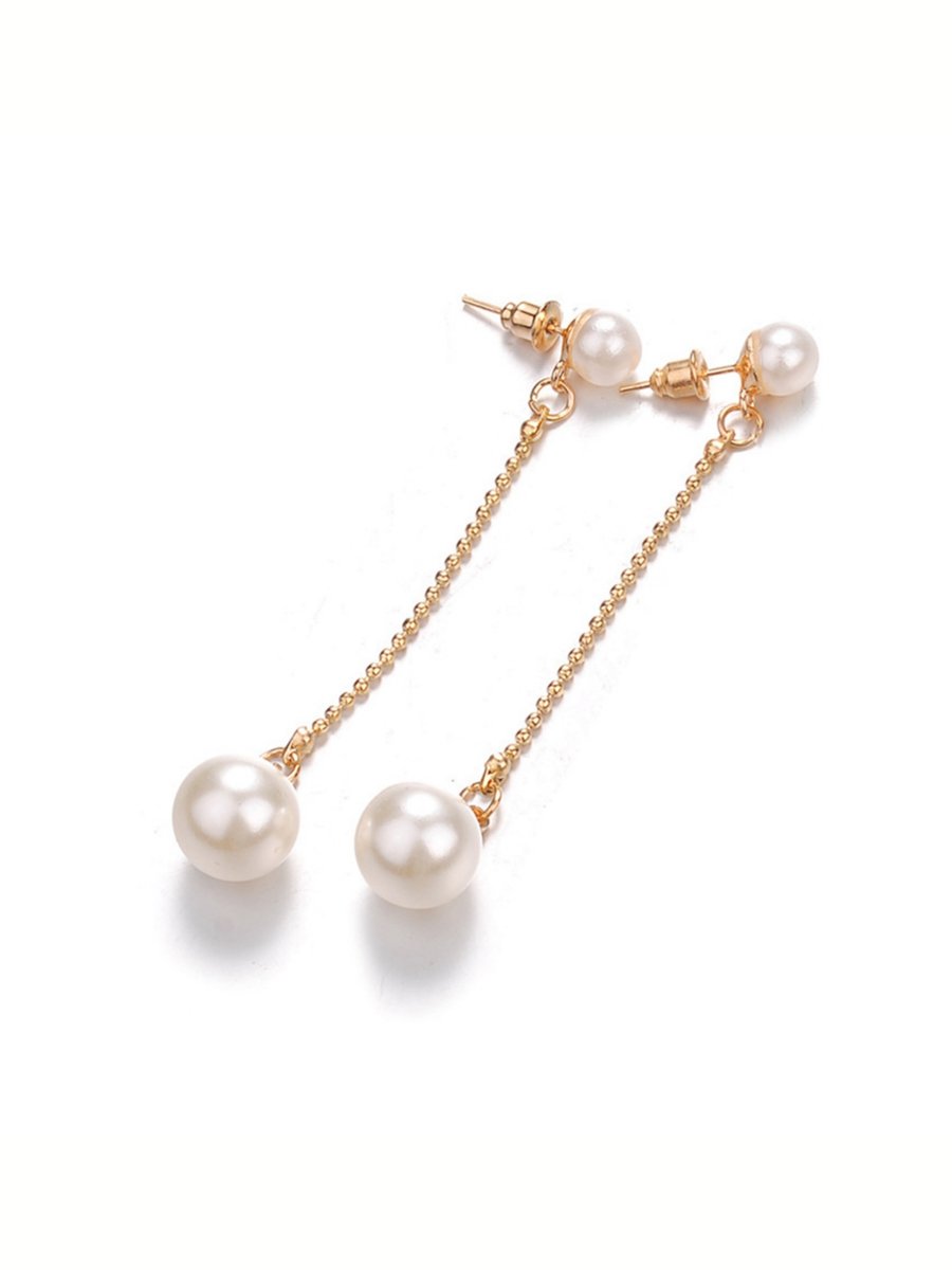 Faux Pearl Tassel Earrings