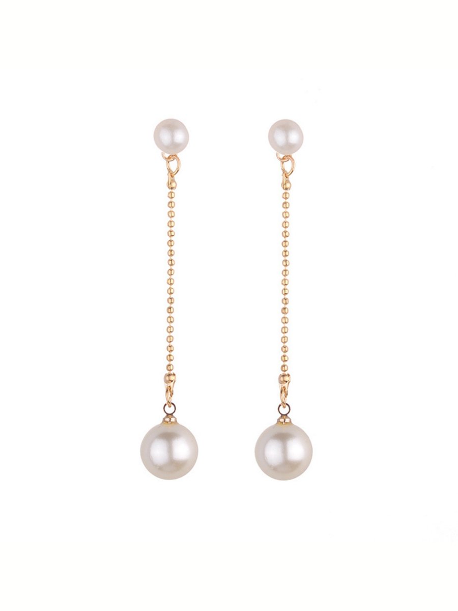 Faux Pearl Tassel Earrings