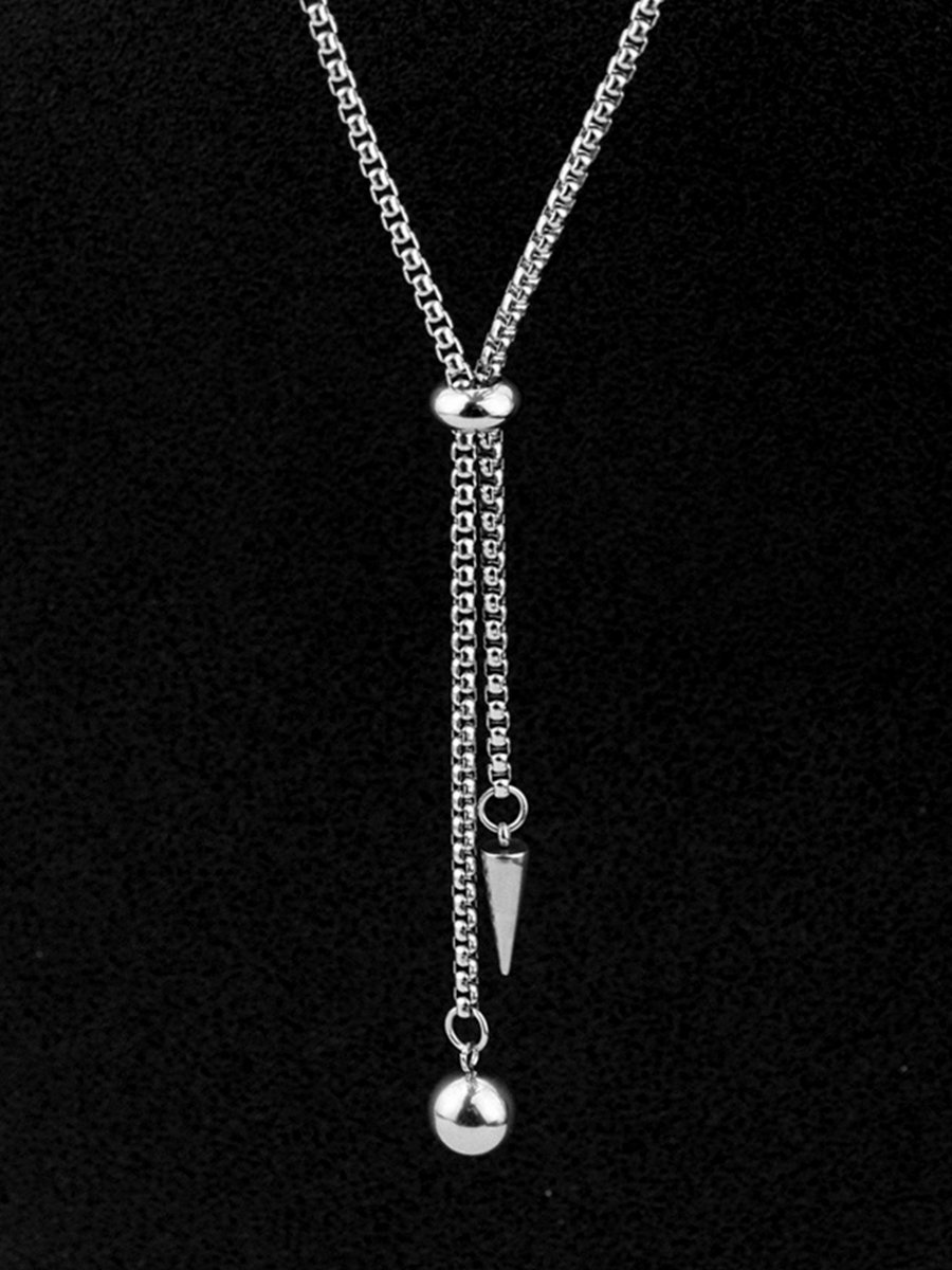 Silver Adjustable Chain Necklace with Pendant
