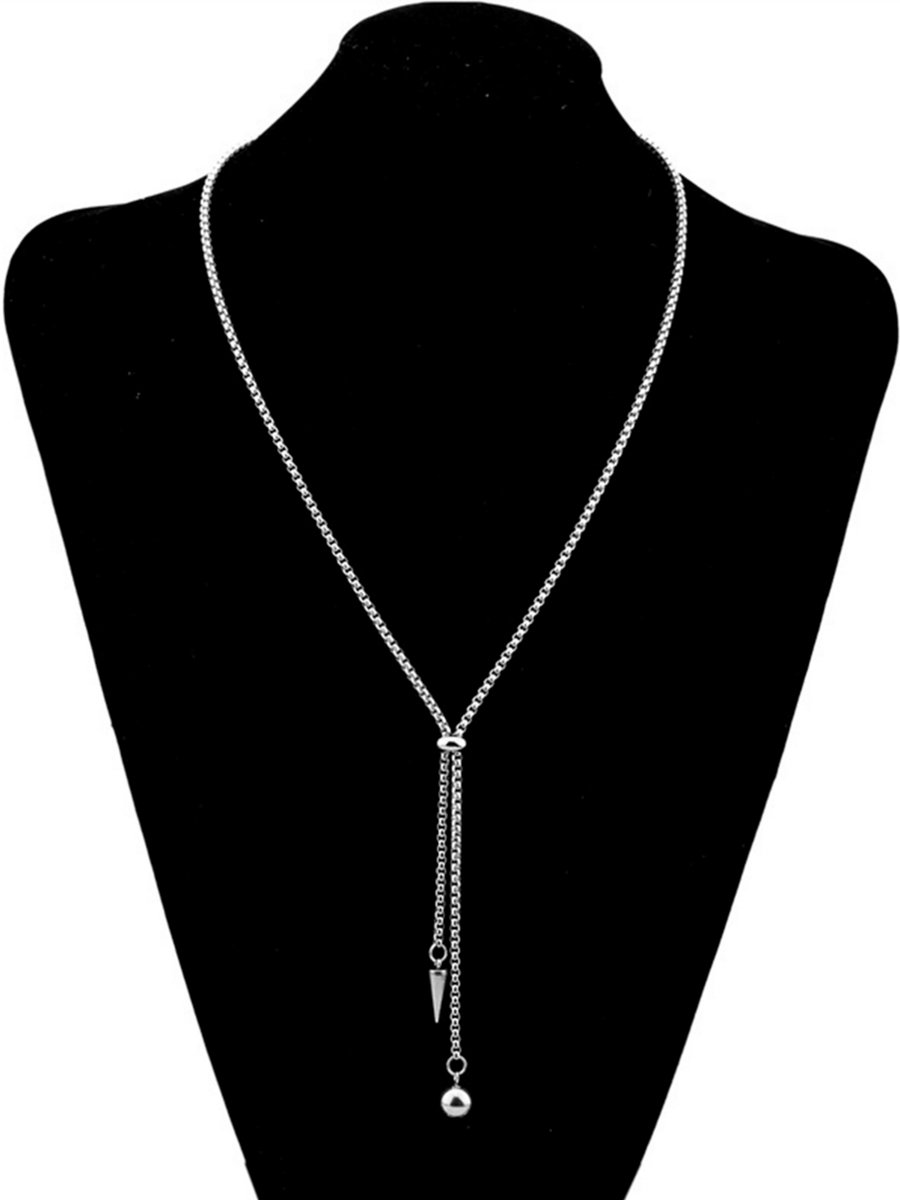 Silver Adjustable Chain Necklace with Pendant