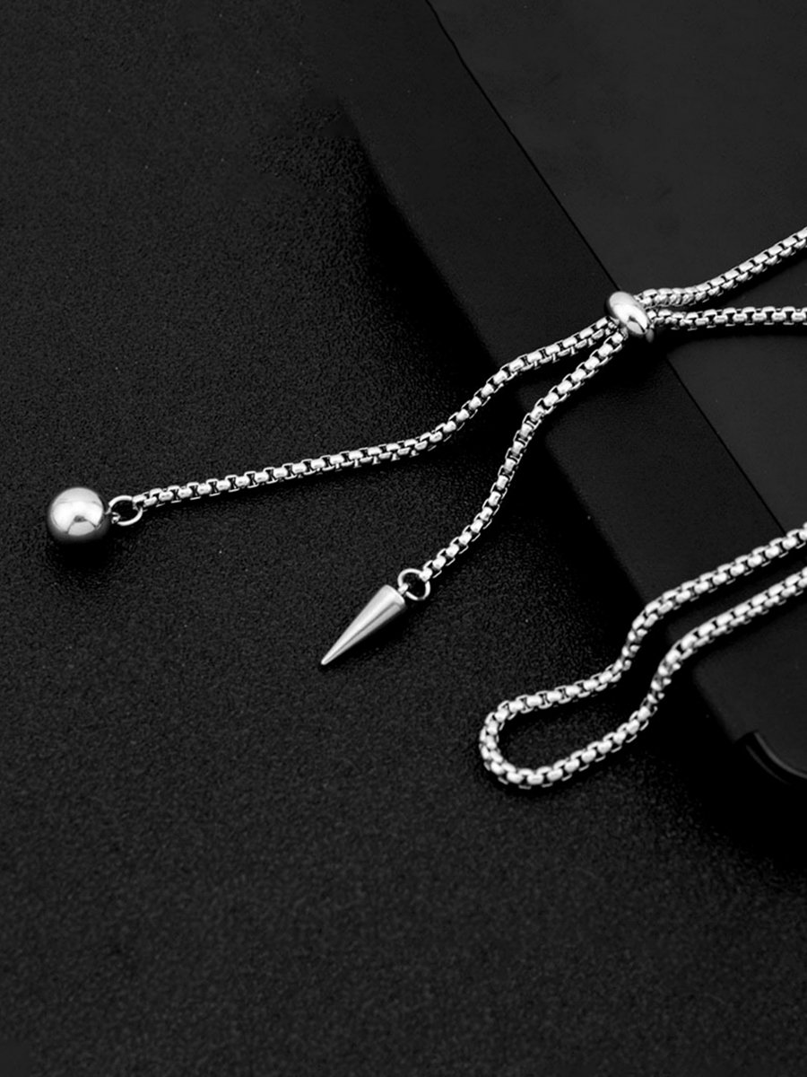 Silver Adjustable Chain Necklace with Pendant