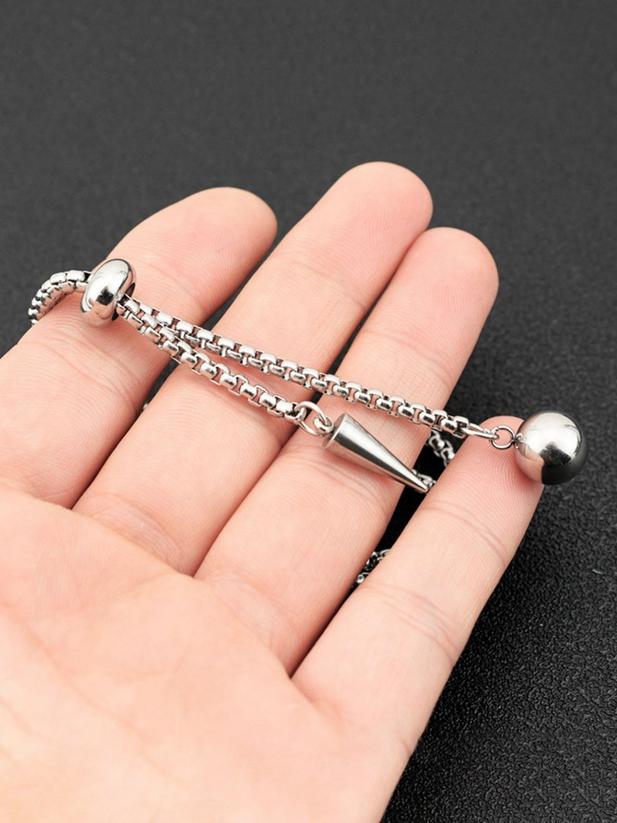Silver Adjustable Chain Necklace with Pendant