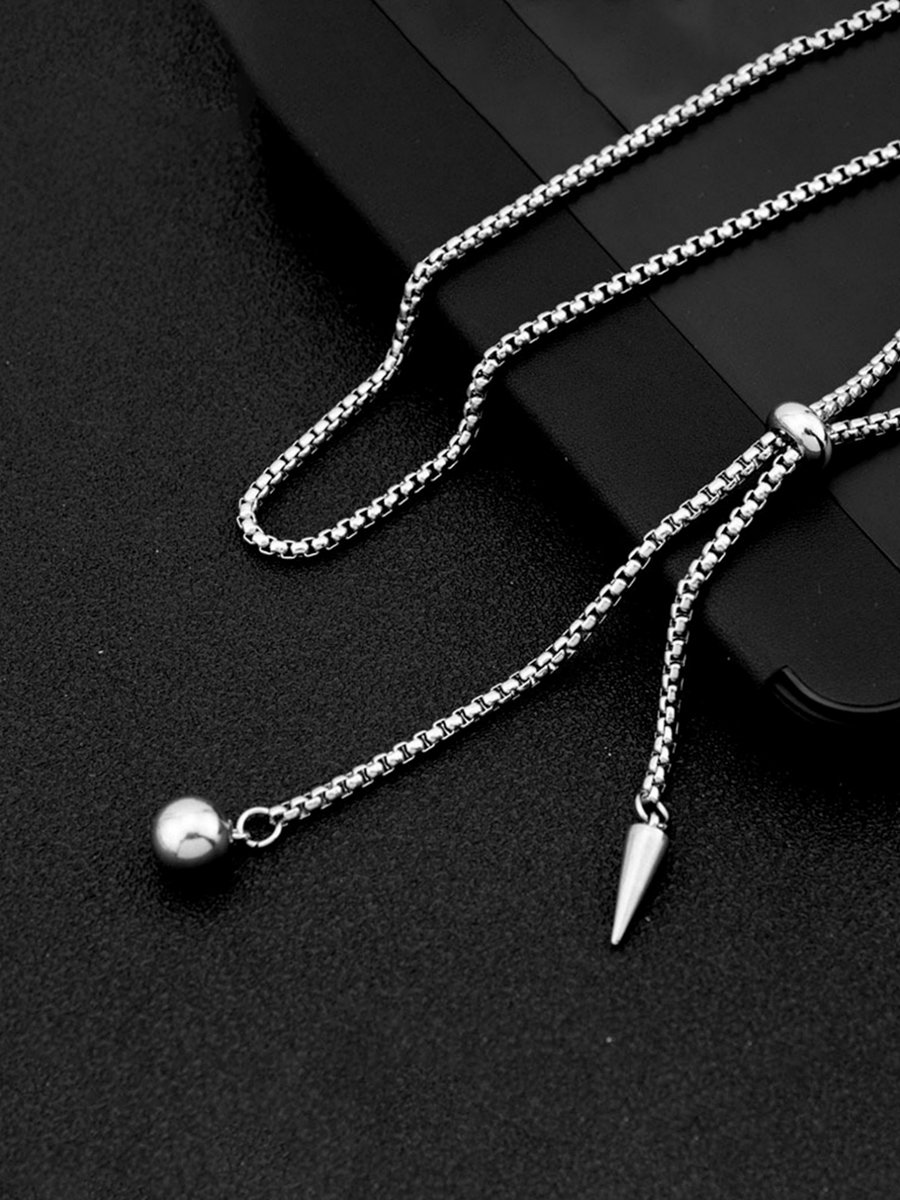 Silver Adjustable Chain Necklace with Pendant