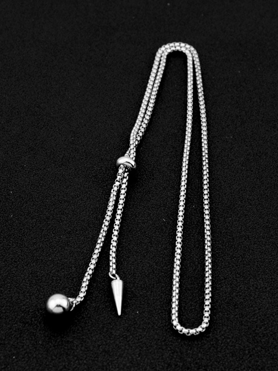 Silver Adjustable Chain Necklace with Pendant