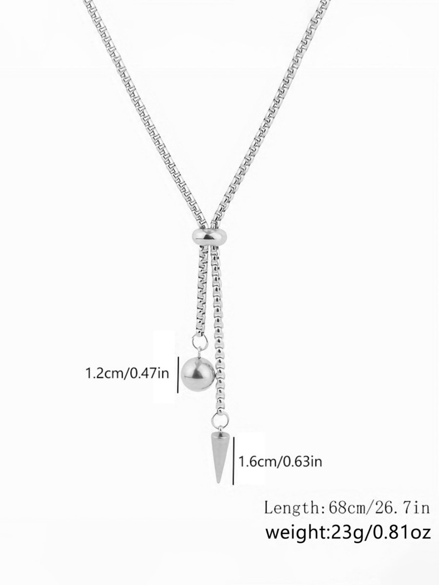 Silver Adjustable Chain Necklace with Pendant