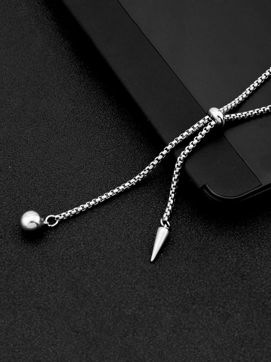 Silver Adjustable Chain Necklace with Pendant