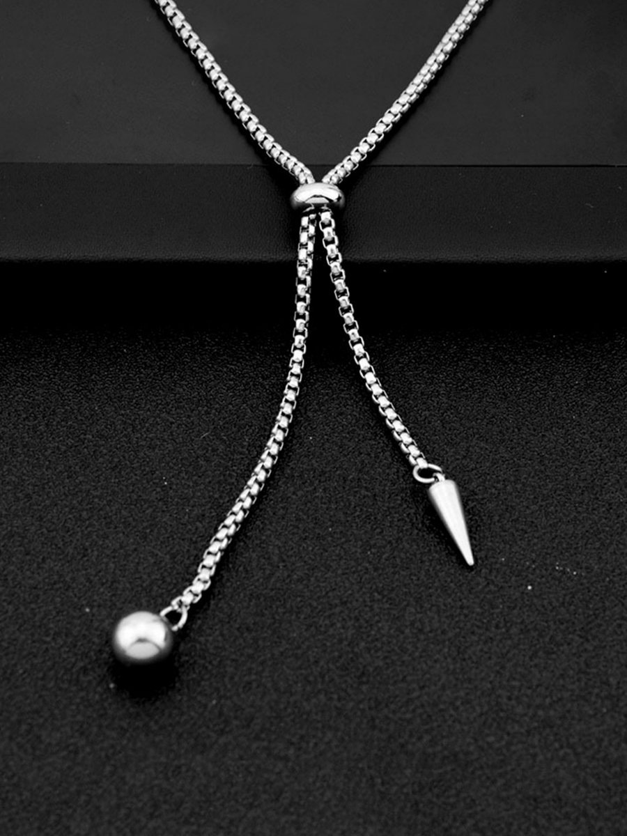 Silver Adjustable Chain Necklace with Pendant