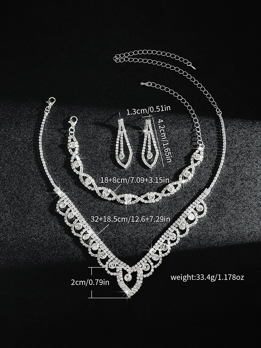 Rhinestone Necklace with Bracelet and Earrings et