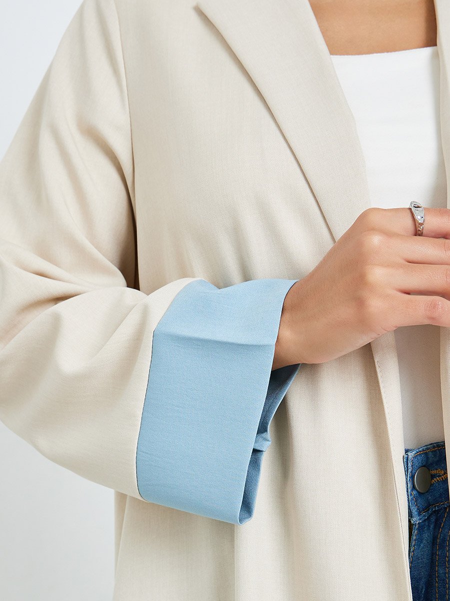 Beige Color Block A-Line Abaya