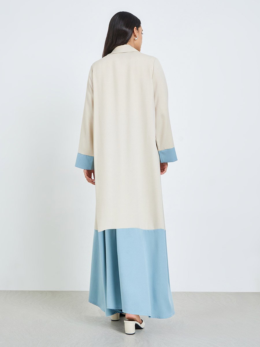 Beige Color Block A-Line Abaya