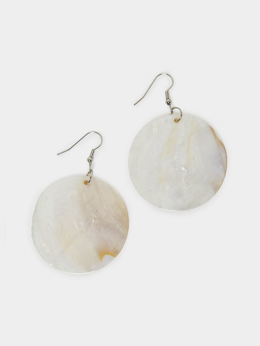 Round White Shell Earrings