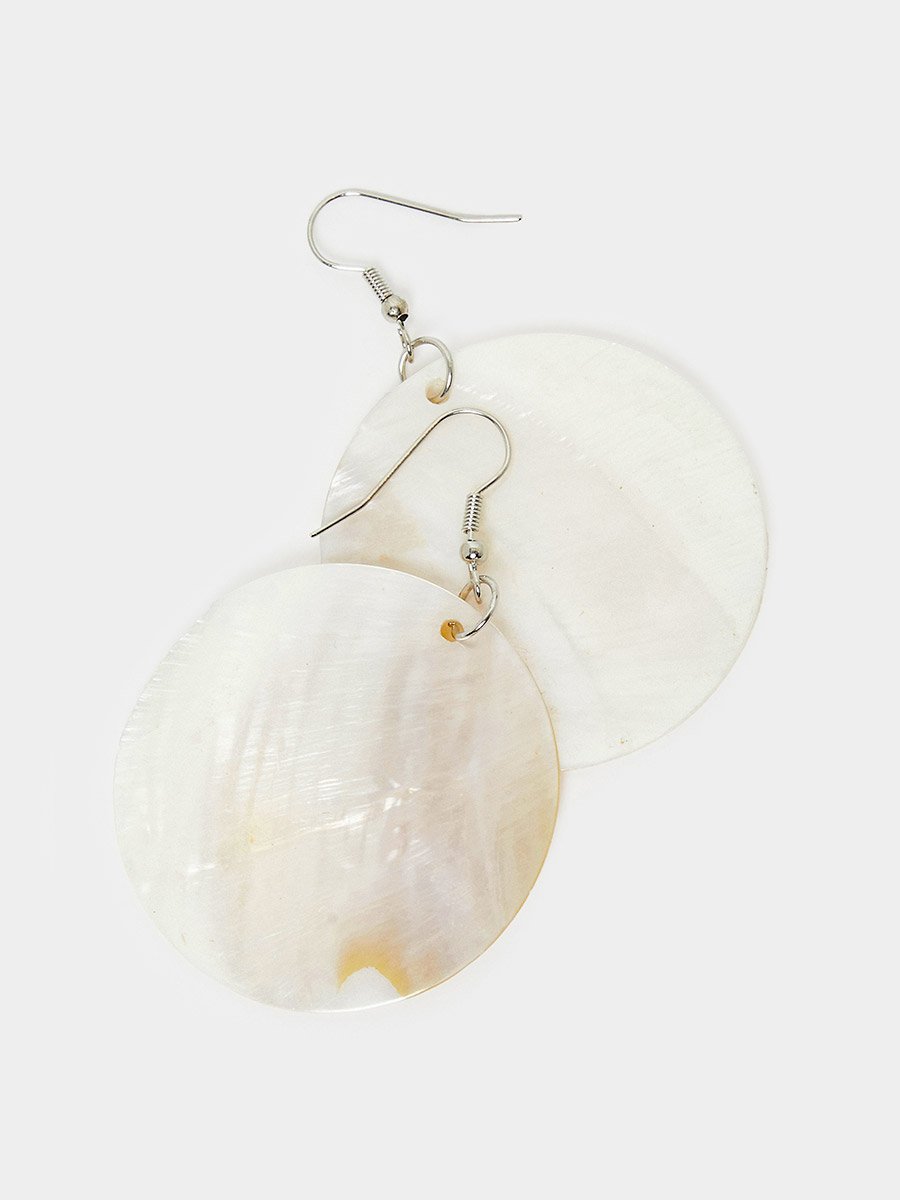 Round White Shell Earrings