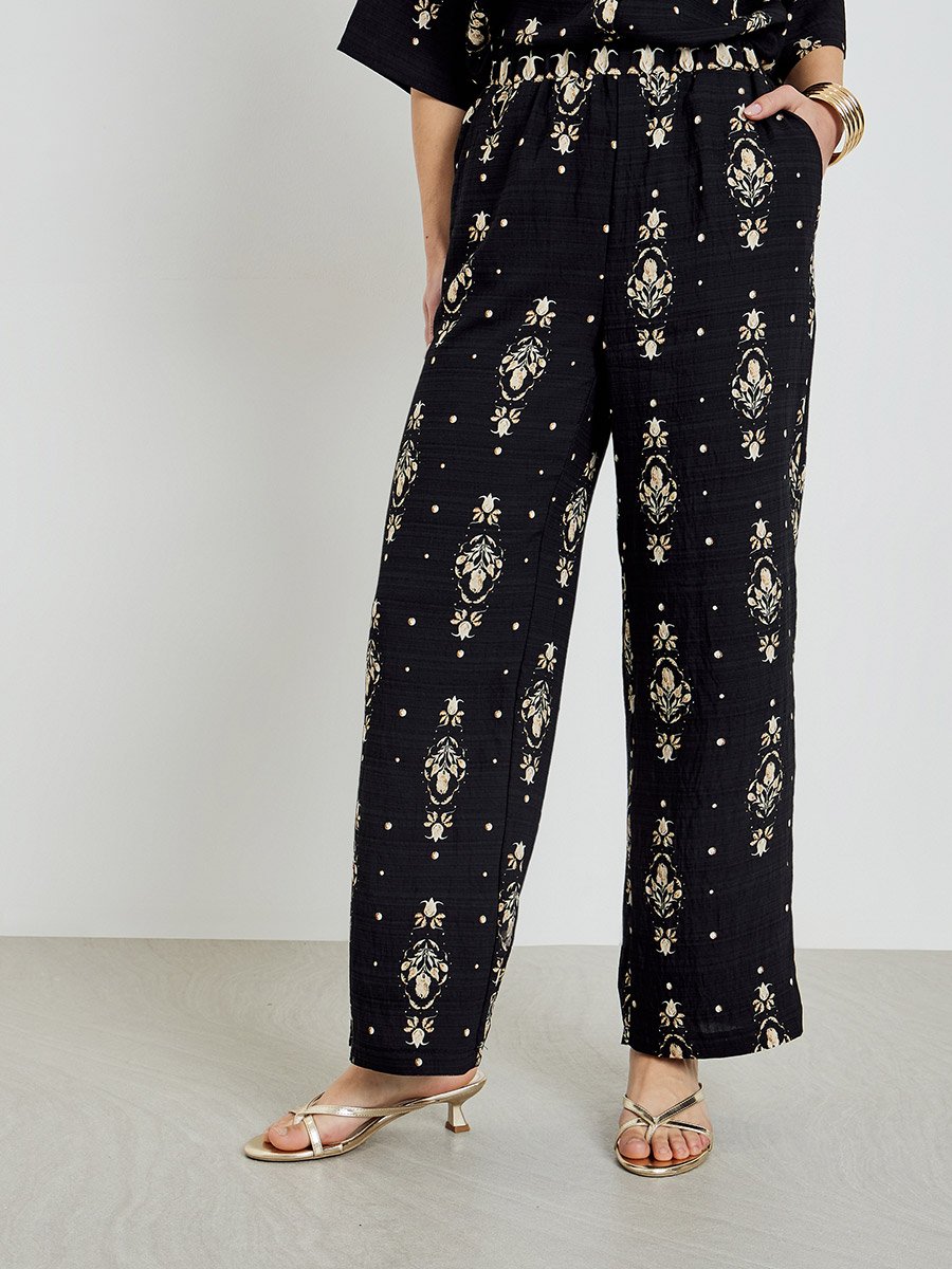 Black Printed Shirt and Pants Co-Ords