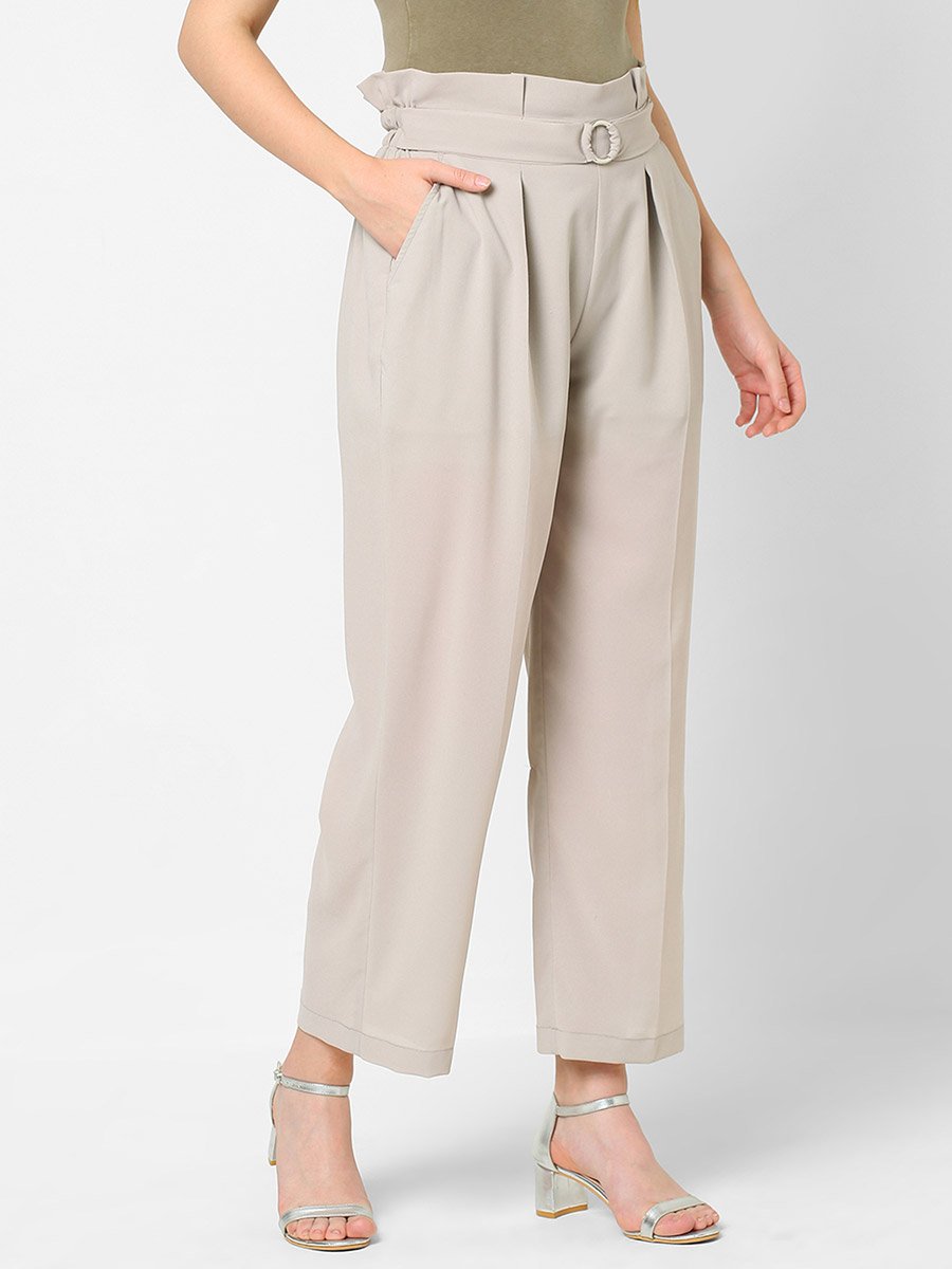 Women Grey Wide Leg Trousers