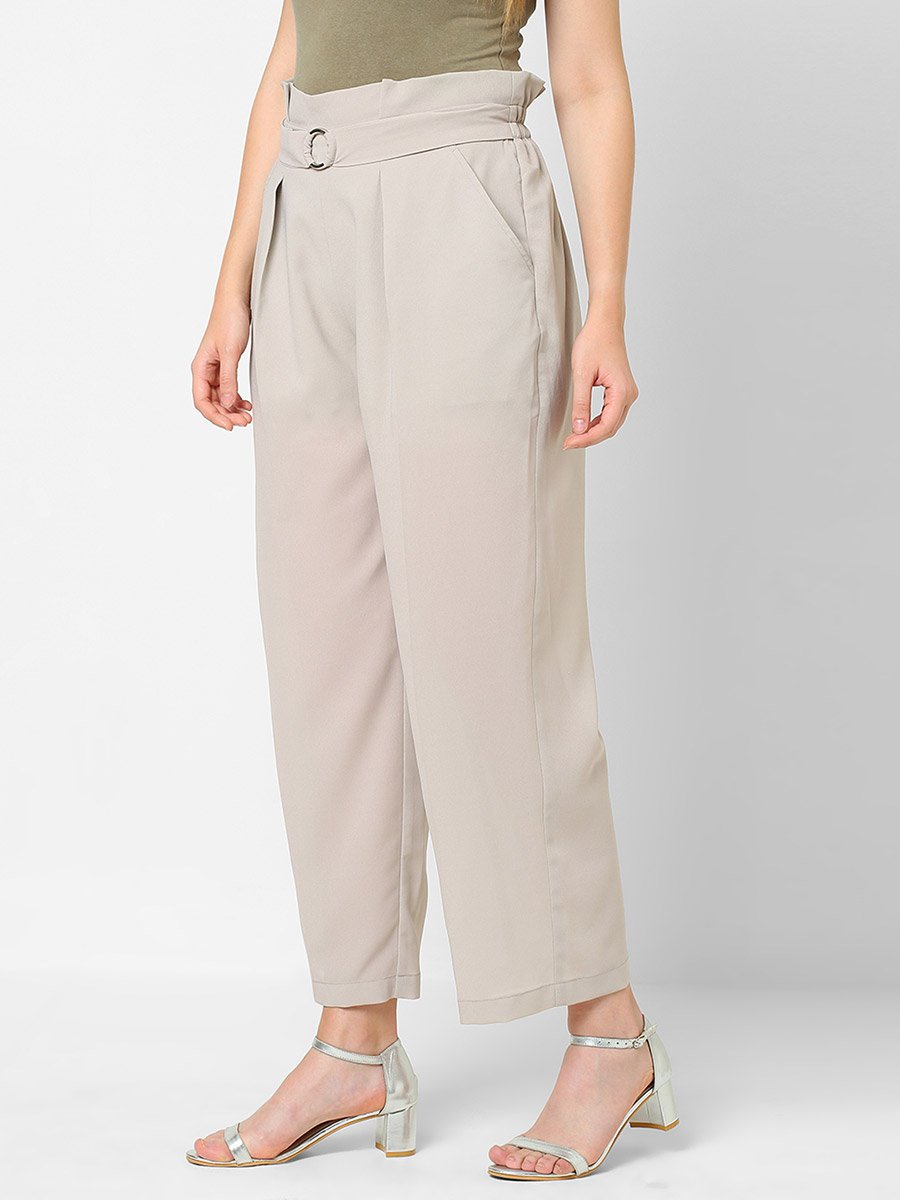 Women Grey Wide Leg Trousers