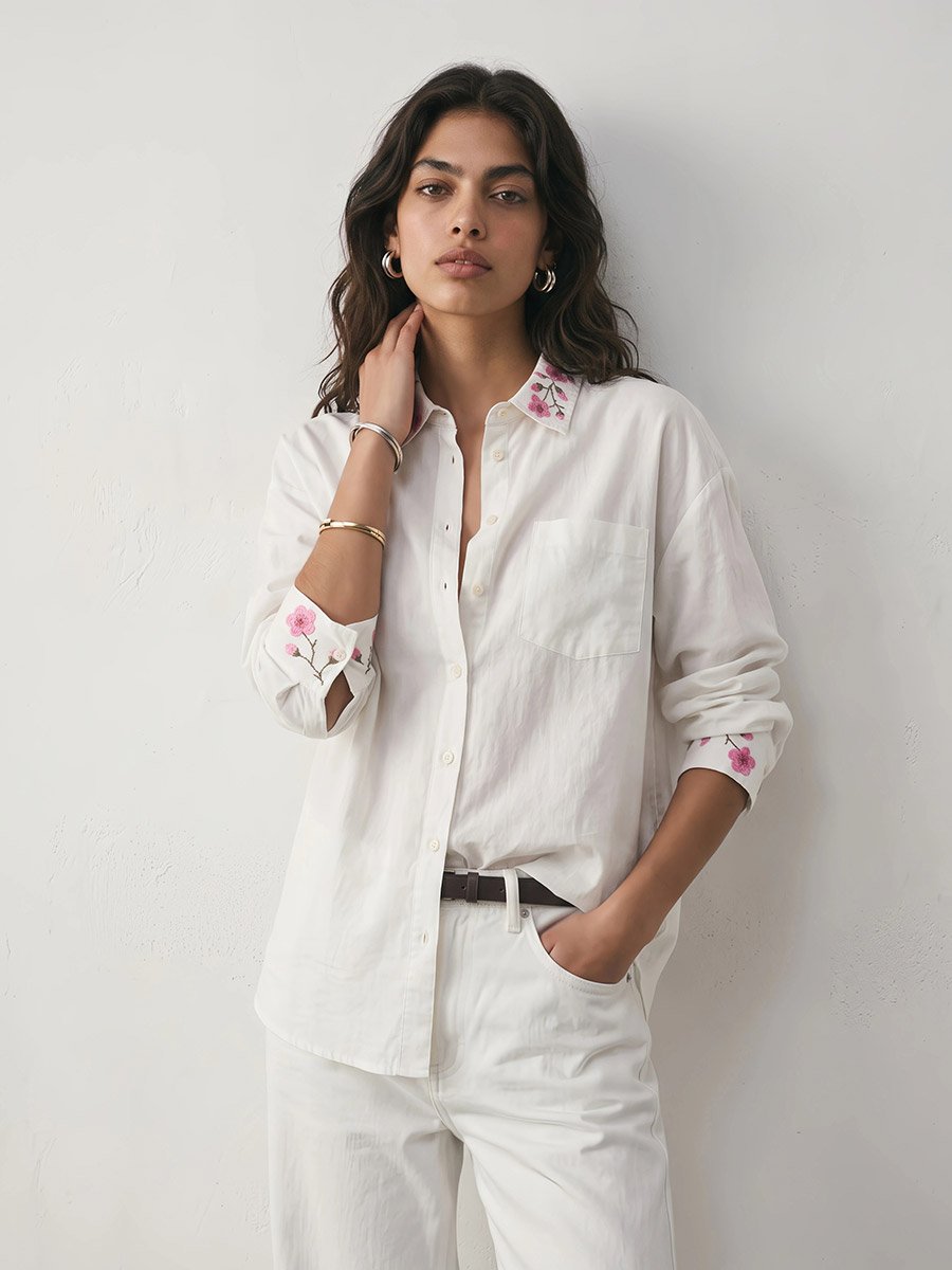 White Oversized Drop Shoulder Shirt