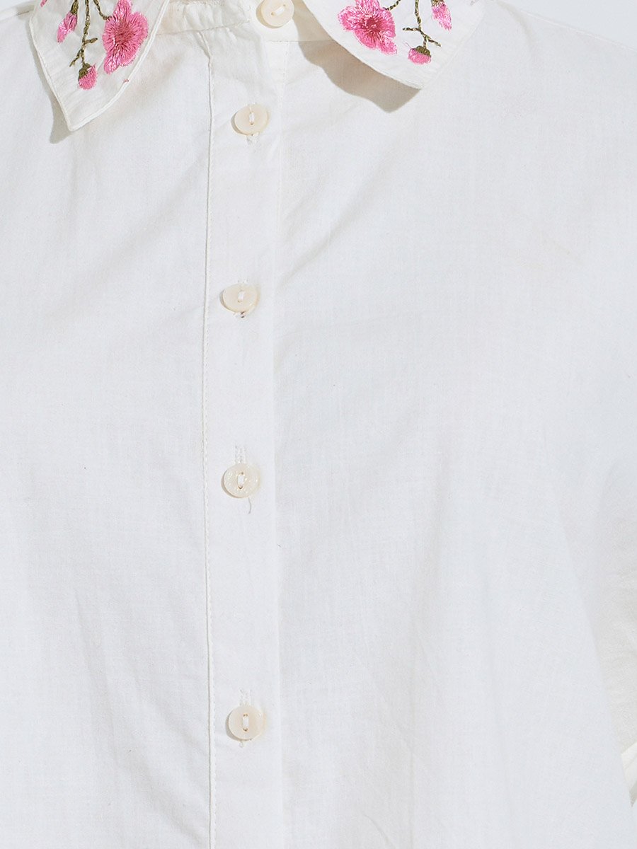 White Oversized Drop Shoulder Shirt