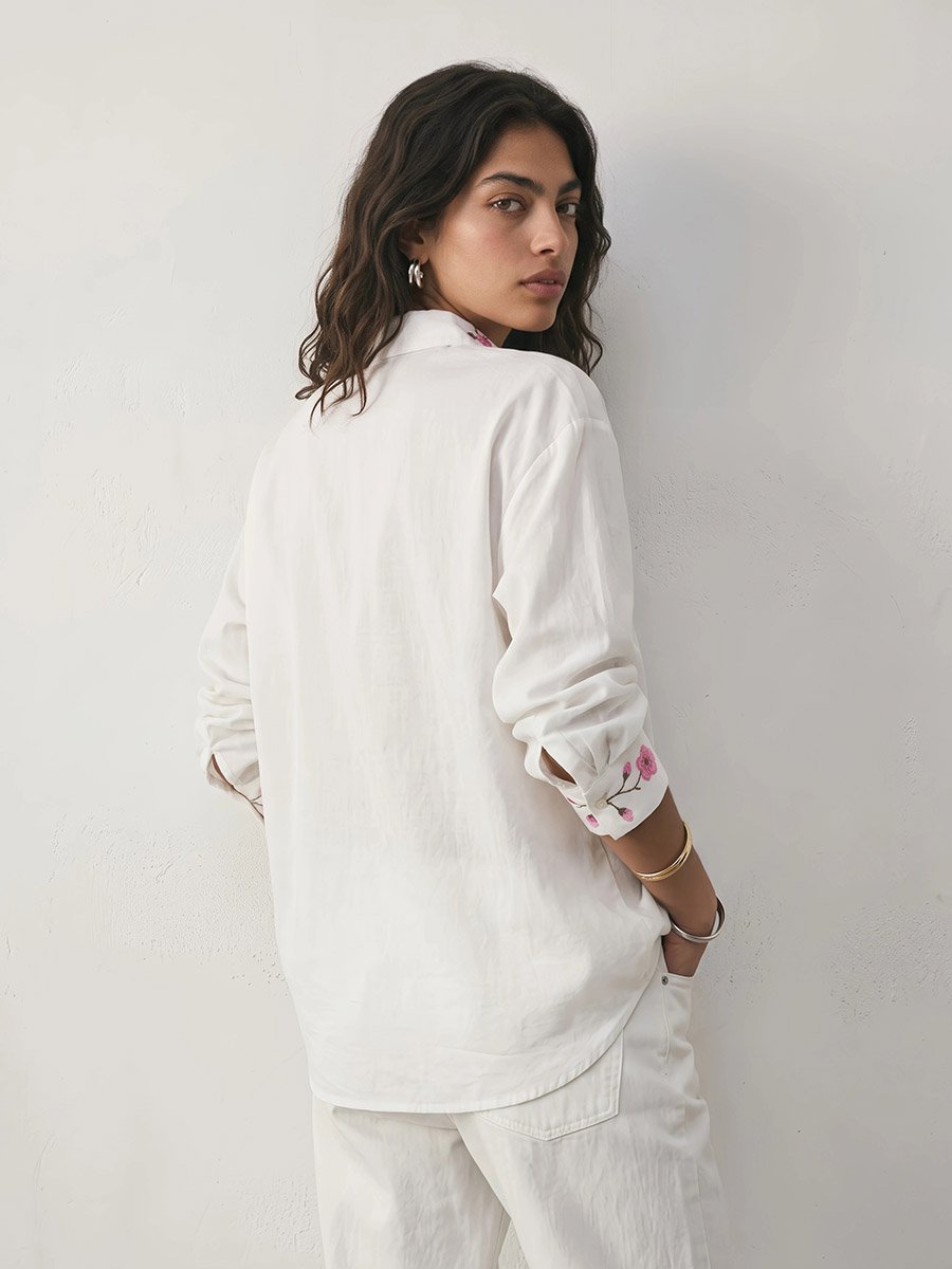 White Oversized Drop Shoulder Shirt