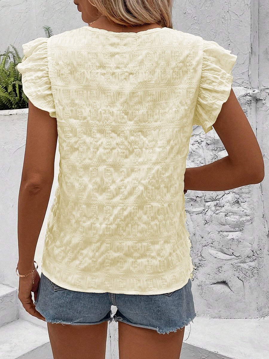 Women Beige Texture Embroidered Top