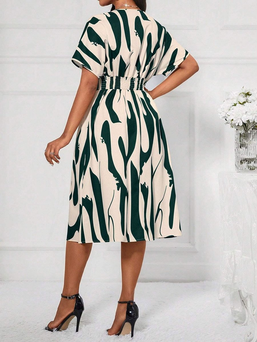 Women Green Printed Knee-Length Dress