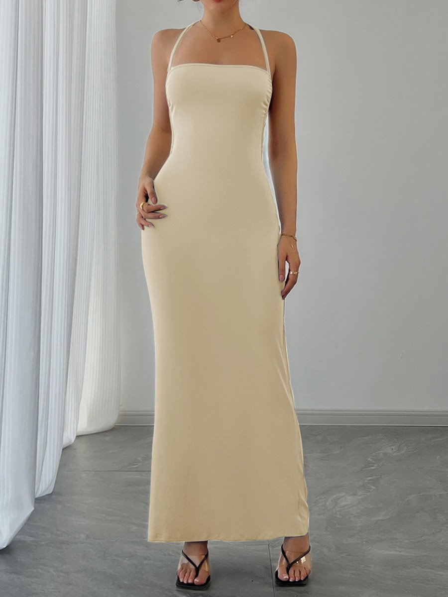 princess polly baby blue dress Women Beige Halter Neck Sleeveless Bodycon Maxi Dress For Women at UAE princess polly baby blue dress Women Beige Halter Neck Sleeveless Bodycon Maxi Dress For Women at UAE