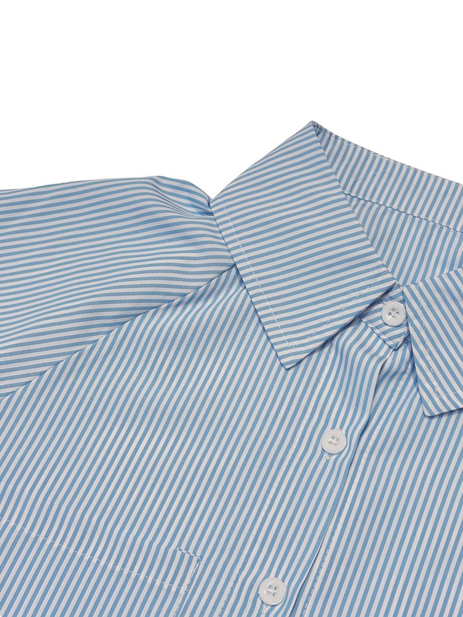 Blue Striped Pocket Detail Long Sleeve Shirt
