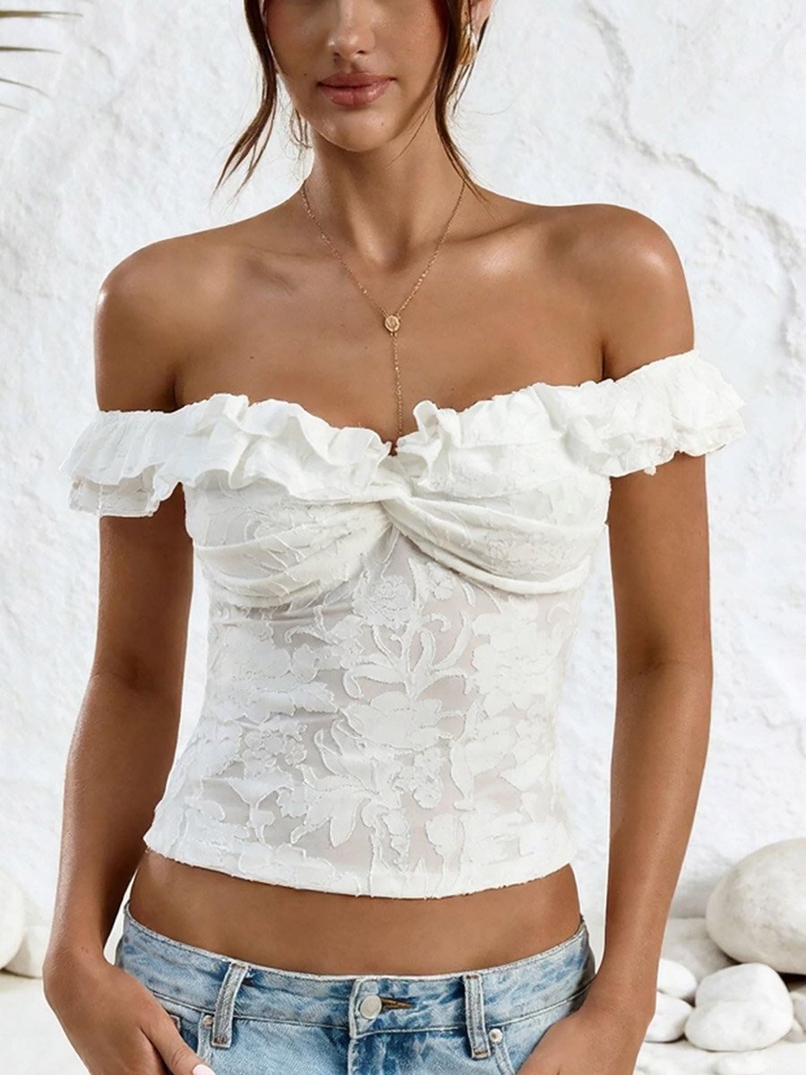 Women White Off-Shoulder Lace Top For Women at Qatar | Styli