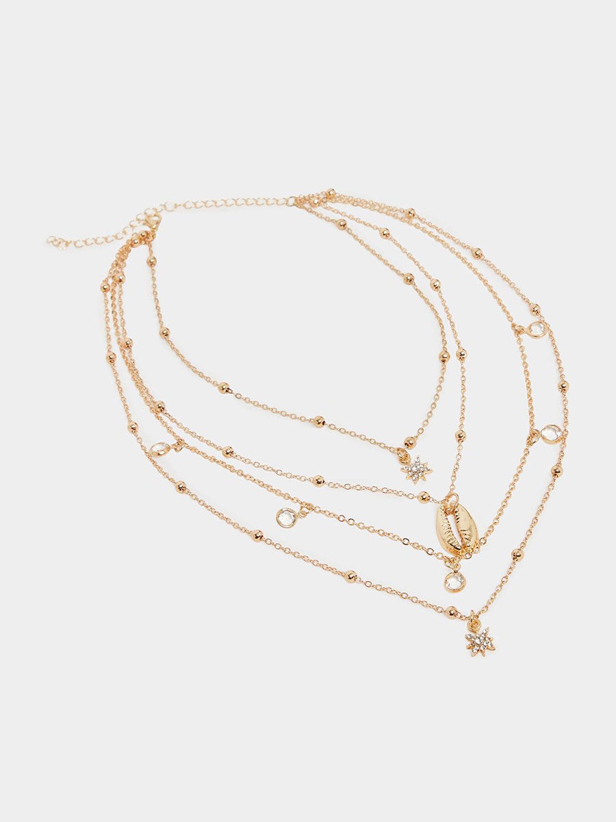 Layered Chain Necklace with Charms