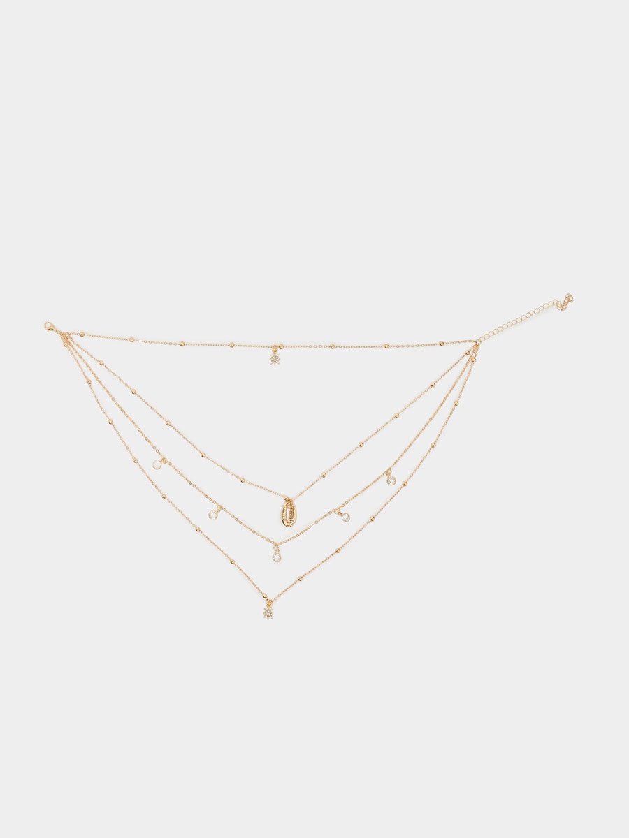 Layered Chain Necklace with Charms