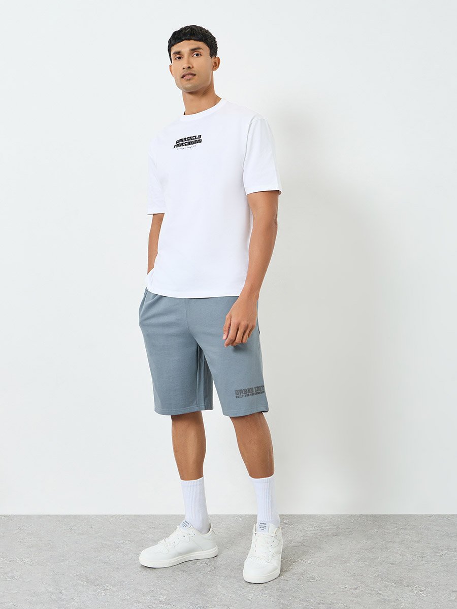 Men Placement Print Cotton Oversized Shorts