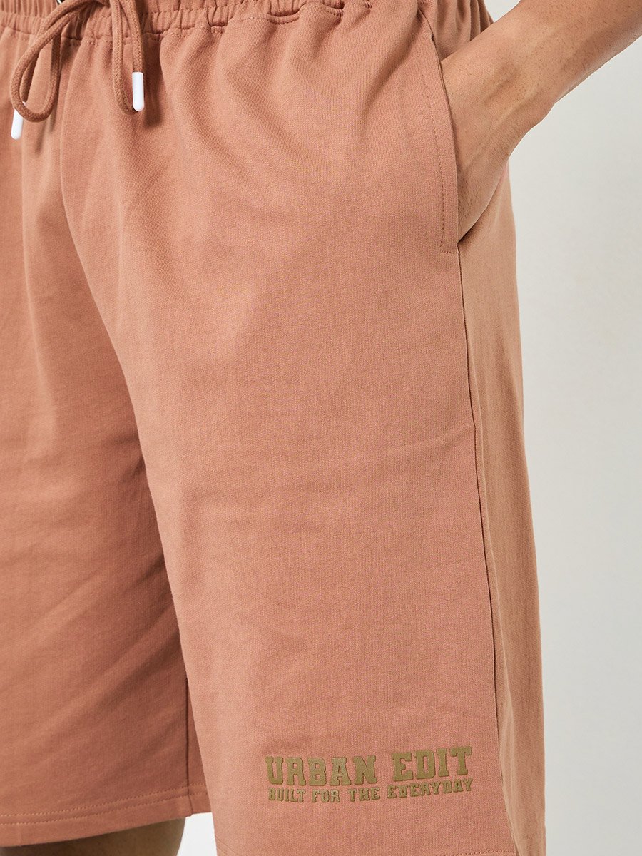 Men Placement Print Cotton Oversized Shorts