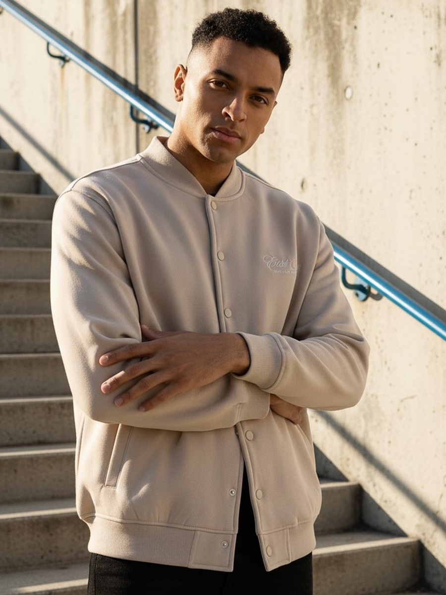 Embroidered Fleece Better Cotton Bomber Jacket