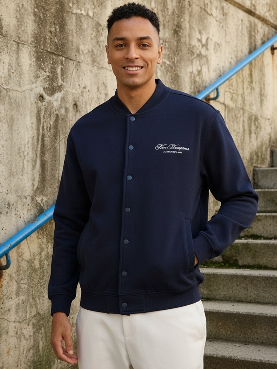 Embroidered Fleece Better Cotton Bomber Jacket