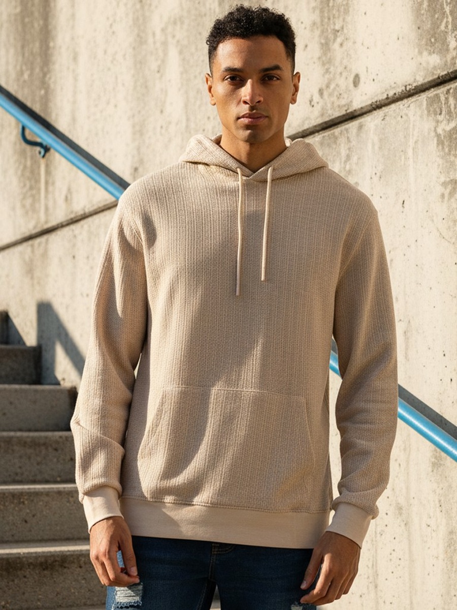 Textured Hooded Sweatshirt