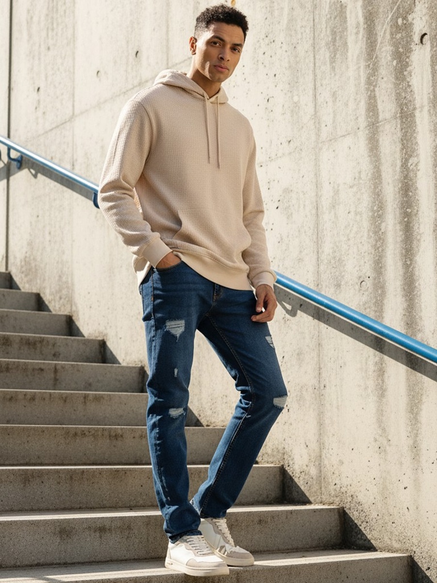 Textured Hooded Sweatshirt