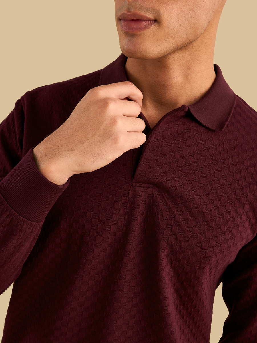 Textured Polo Sweatshirt