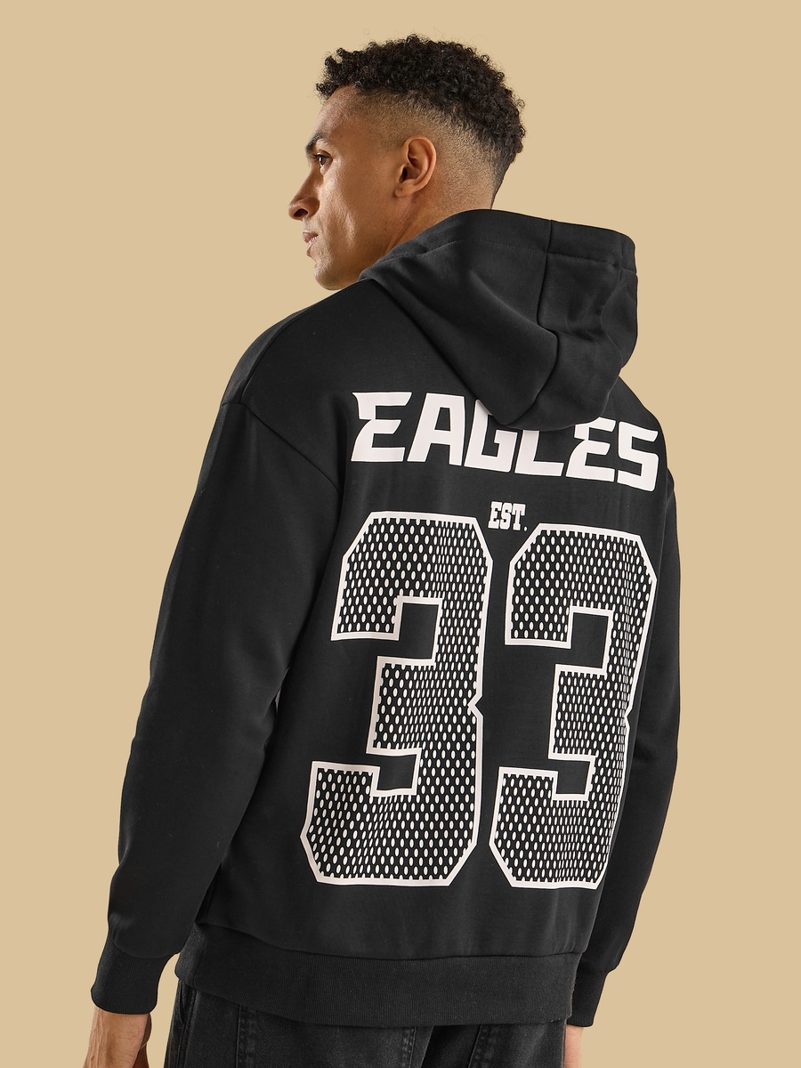 NFL Eagles Print Hooded Sweatshirt with Kangaroo Pocket