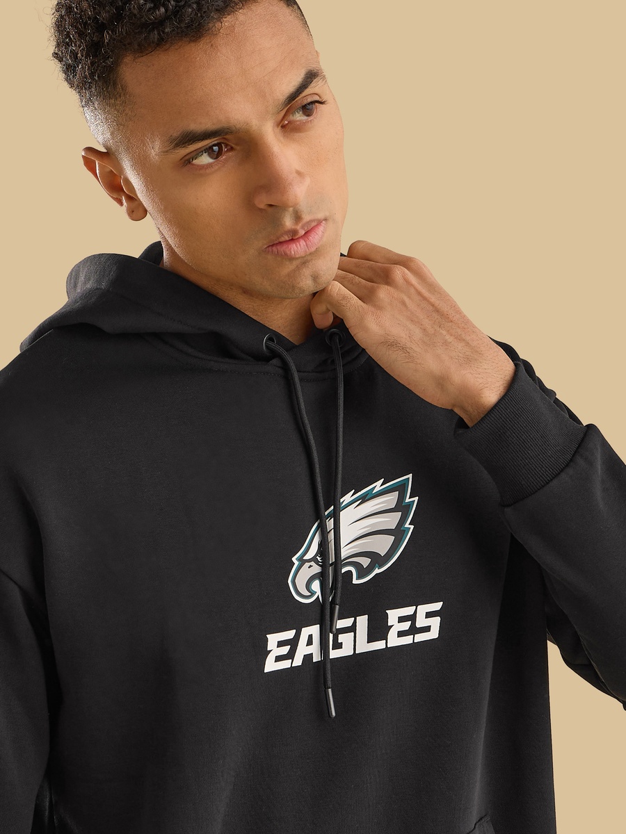 NFL Eagles Print Hooded Sweatshirt with Kangaroo Pocket