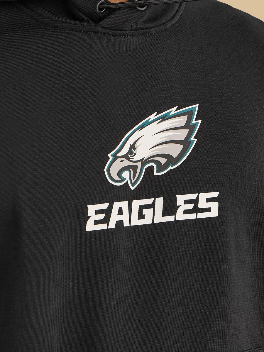 NFL Eagles Print Hooded Sweatshirt with Kangaroo Pocket