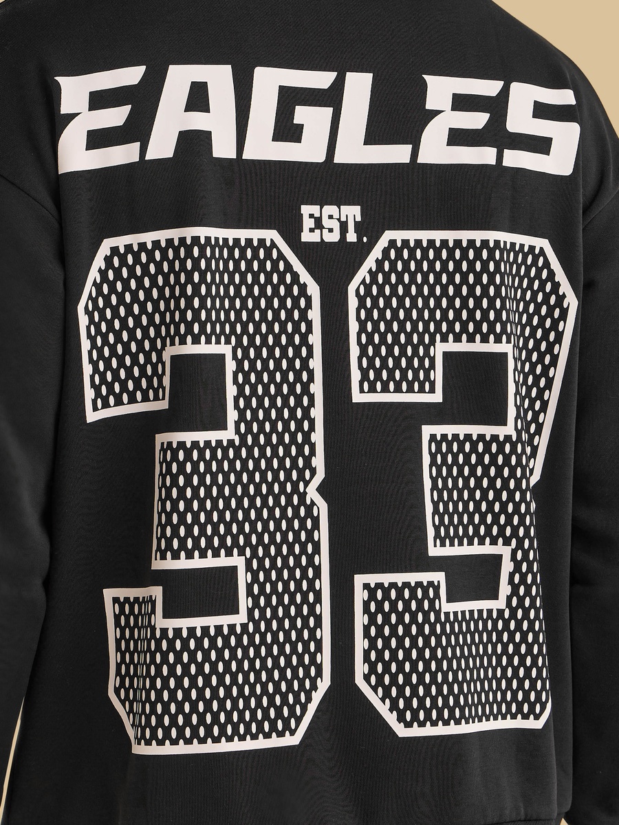 NFL Eagles Print Hooded Sweatshirt with Kangaroo Pocket