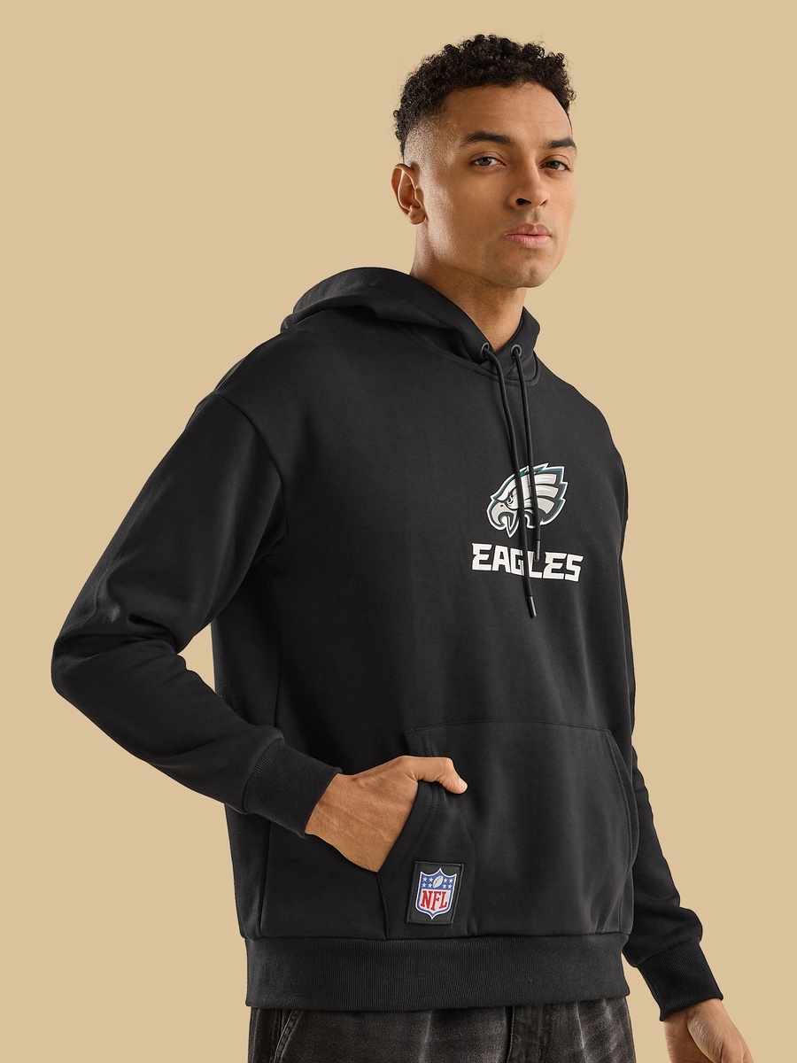 NFL Eagles Print Hooded Sweatshirt with Kangaroo Pocket