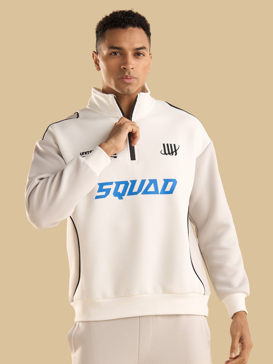 Printed Oversized Half Zip Sweatshirt