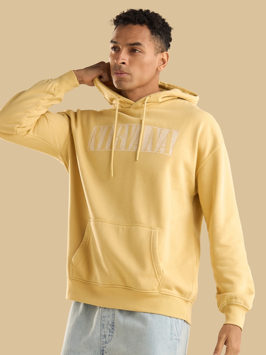Nirvana Print Oversized Hooded Sweatshirt