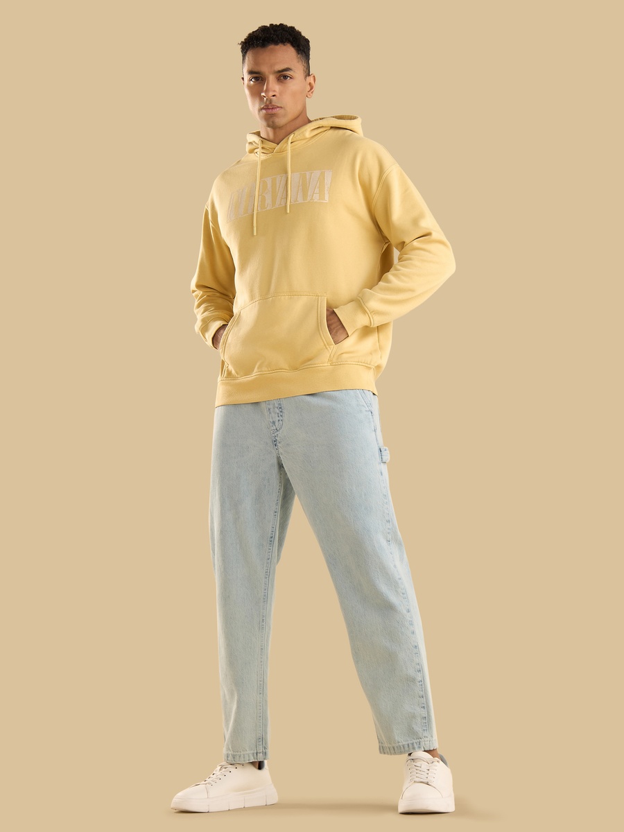 Nirvana Print Oversized Hooded Sweatshirt