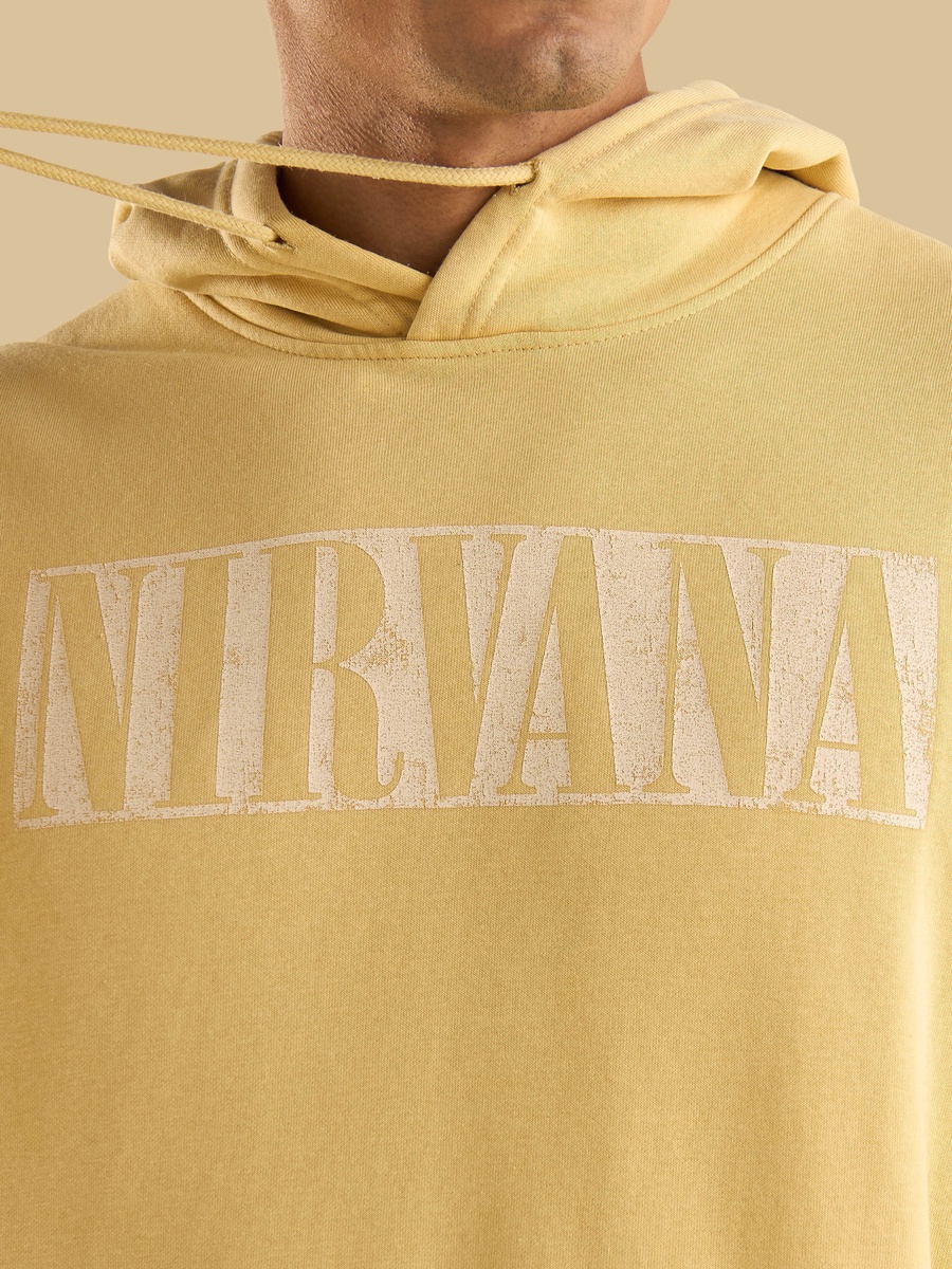 Nirvana Print Oversized Hooded Sweatshirt