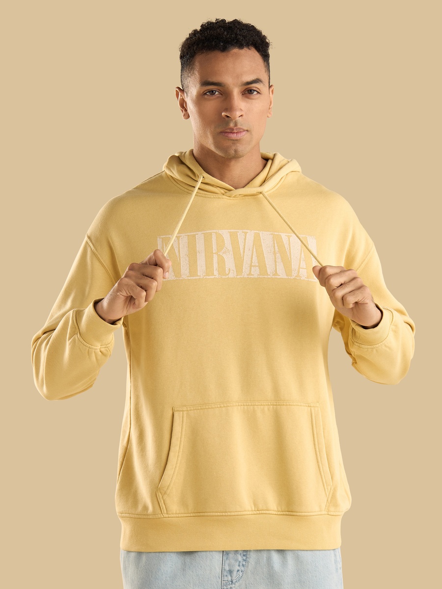 Nirvana Print Oversized Hooded Sweatshirt