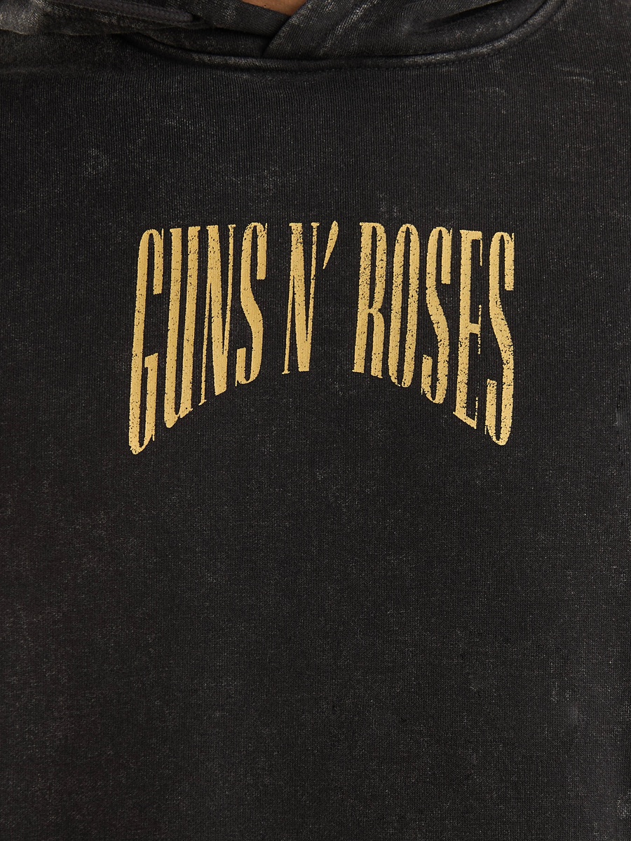 Guns N Roses Print Oversized Hooded Sweatshirt