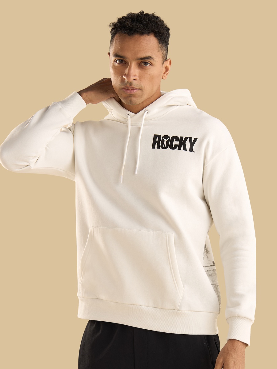 Rocky Balboa Print Oversized Hooded Sweatshirt