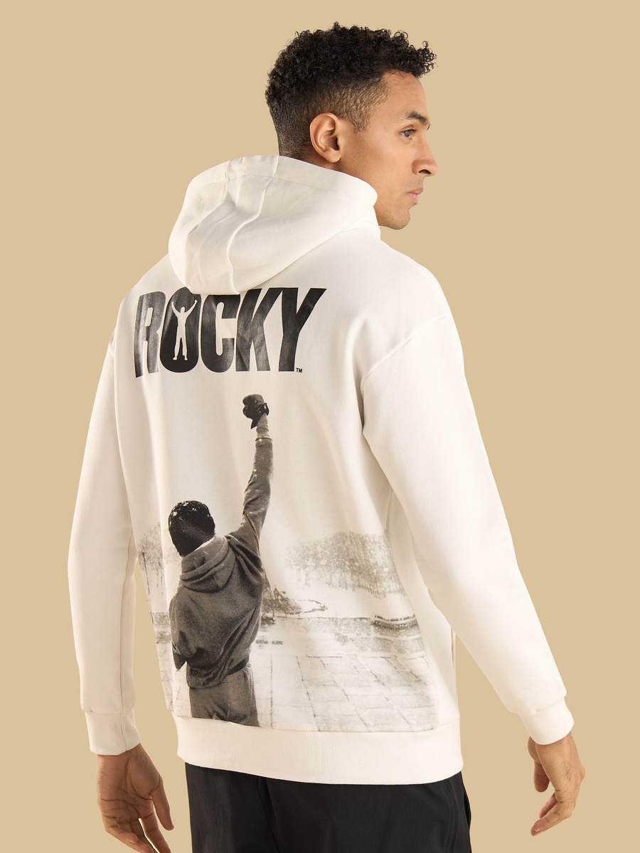 Rocky Balboa Print Oversized Hooded Sweatshirt